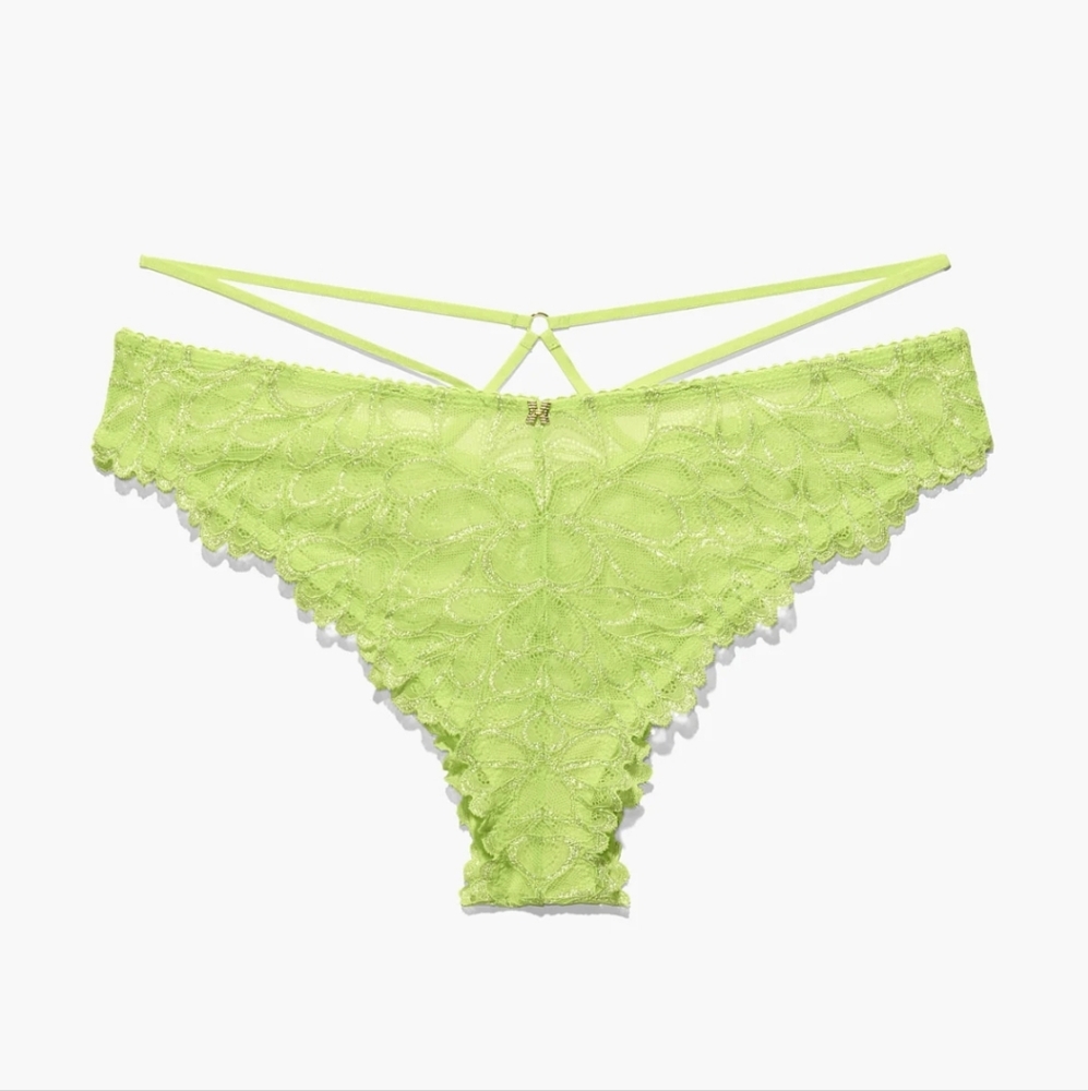 Savage x Fenty Savage Not Sorry Strappy Lace Brazilian Panties- Lime Green- 3X